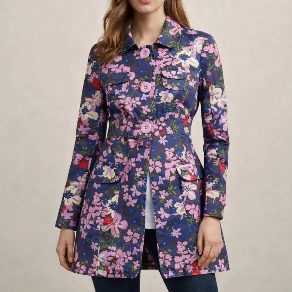 Tara Jarmon for Target Floral Field Jacket Utility Jacket Multi-Color Womens XL